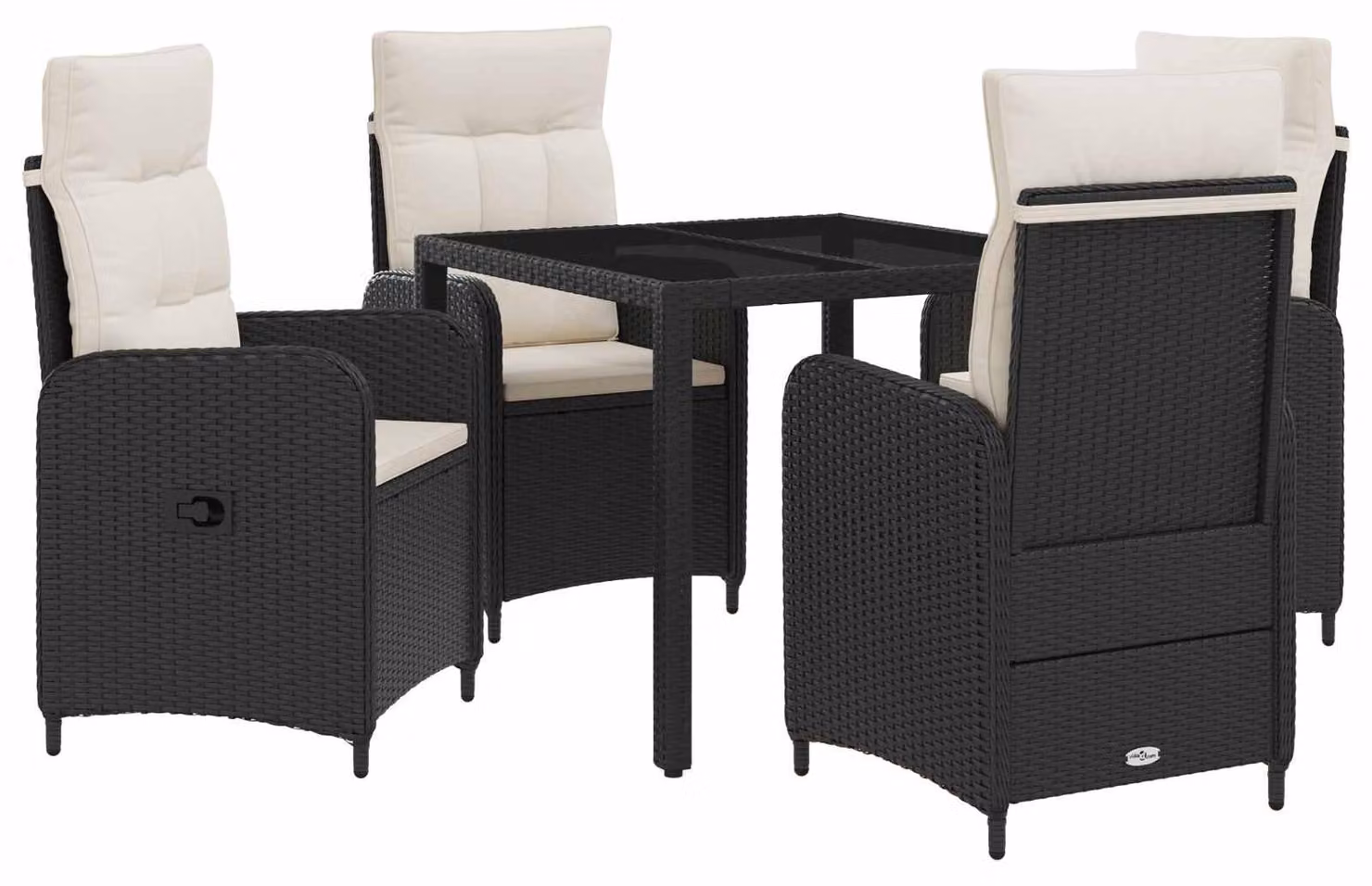 Set da pranzo per esterni 5 pcs Nero e Bianco Crema