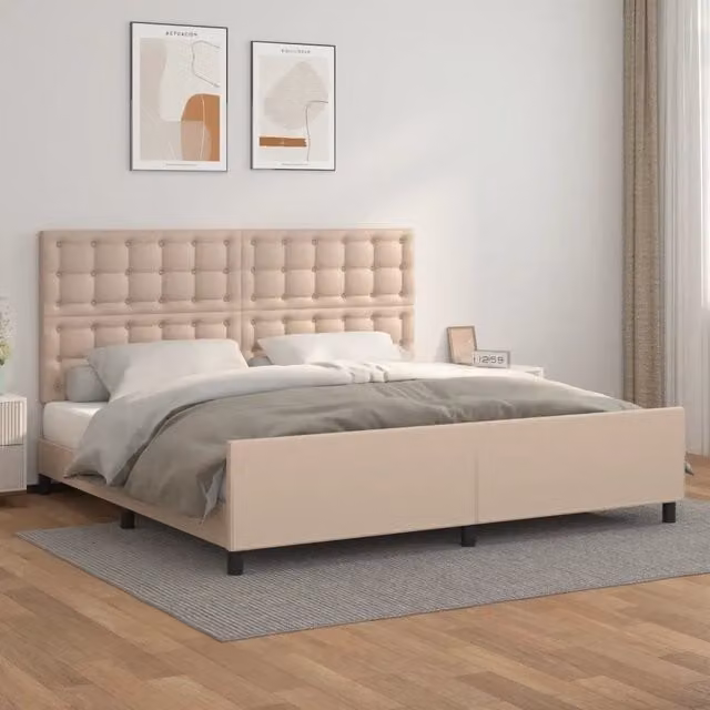 Letto con testiera vidaXL in similpelle beige 200x200 cm