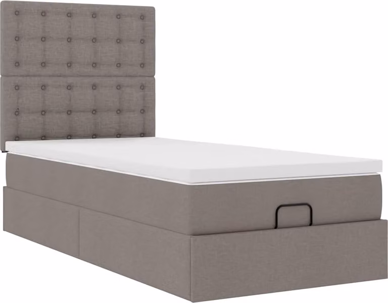 Struttura Letto Pouf con Materasso Tortora 80x200 cm in Tessuto