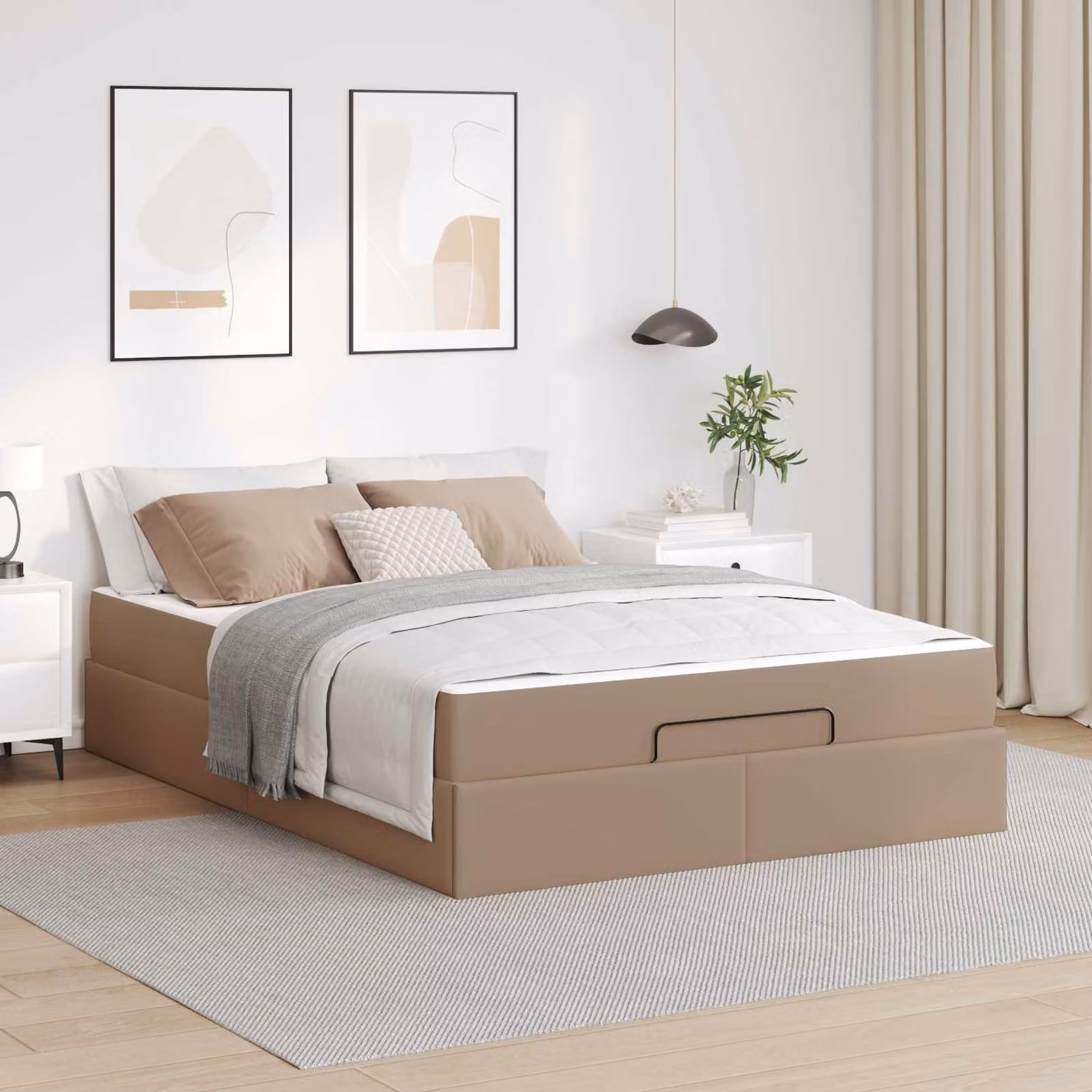 Set letto con struttura e 2 materassi in schiuma vidaXL colore marrone L 140 x P 190 cm