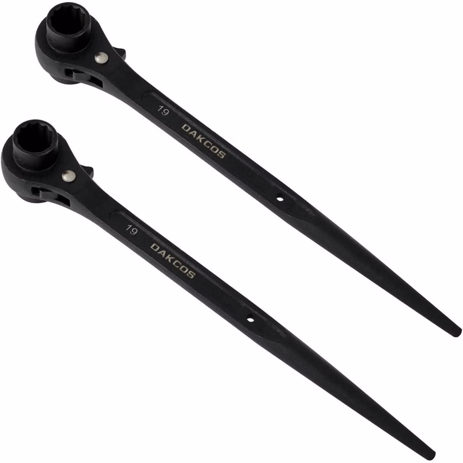 Chiavi a bussola per ponteggi, 19/22 mm, commutabili, in acciaio CR-V, lunghezza 310 mm, esagonali, set da 2 pezzi, colore nero