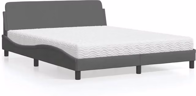 Letto moderno con materasso e cassetti vidaXL in tessuto grigio e bianco L/P/H: 160 x 200 cm