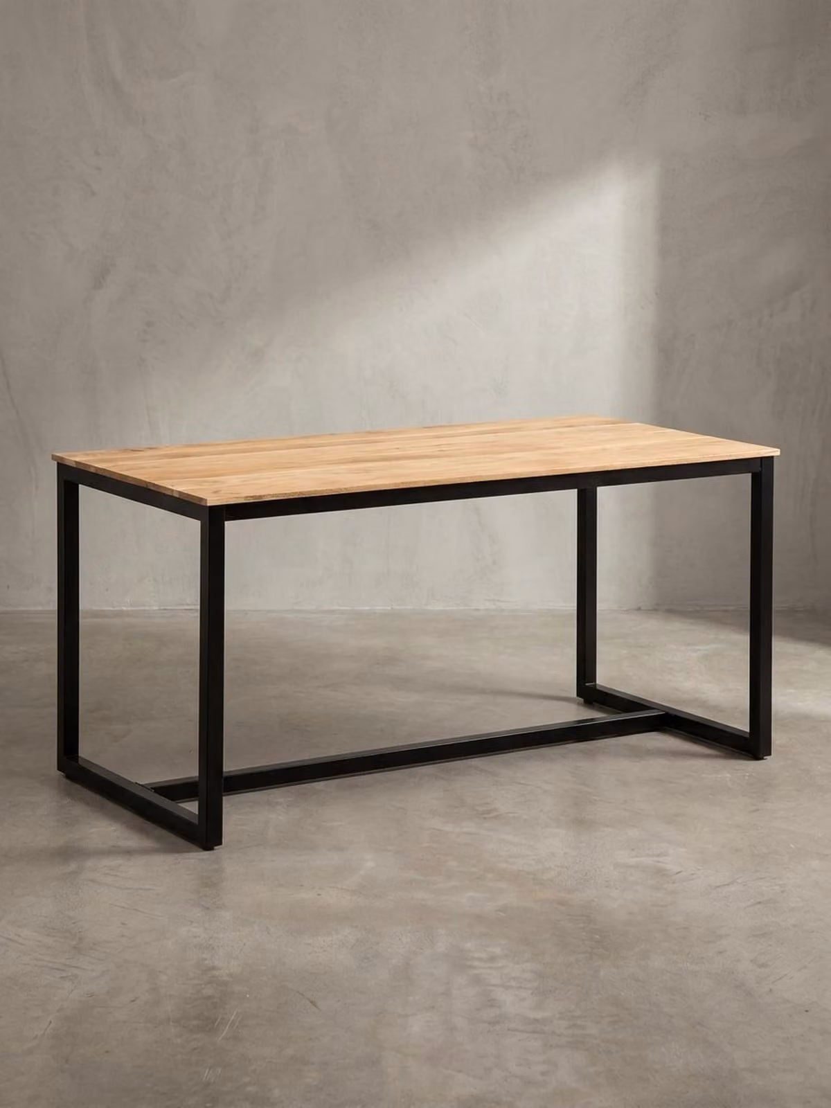 Tavolo da pranzo 160x80x76 cm in legno massello di acacia Tavolo da pranzo in metallo in stile loft, tavolo da cucina con gambe in metallo, tavolo in legno industriale grande, tavolo da pranzo rettangolare