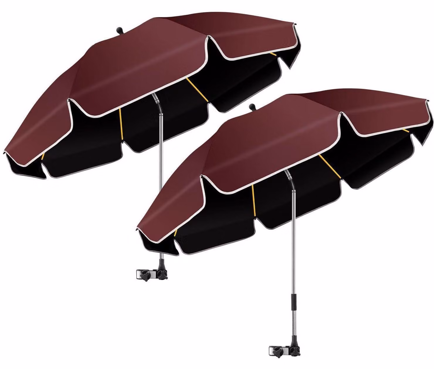 Confezione da 2 sedie da spiaggia, ombrellone da 124 cm, protezione UV UPF50+, rotazione a 360°, colore bordeaux