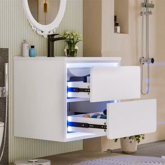 Arredobagno - Dipinto - Lavabo Integrato - Funzione di Stoccaggio - 60x46x50cm