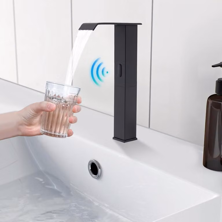 Rubinetto automatico a infrarossi, altezza 31 cm, colore nero, per cucina e bagno