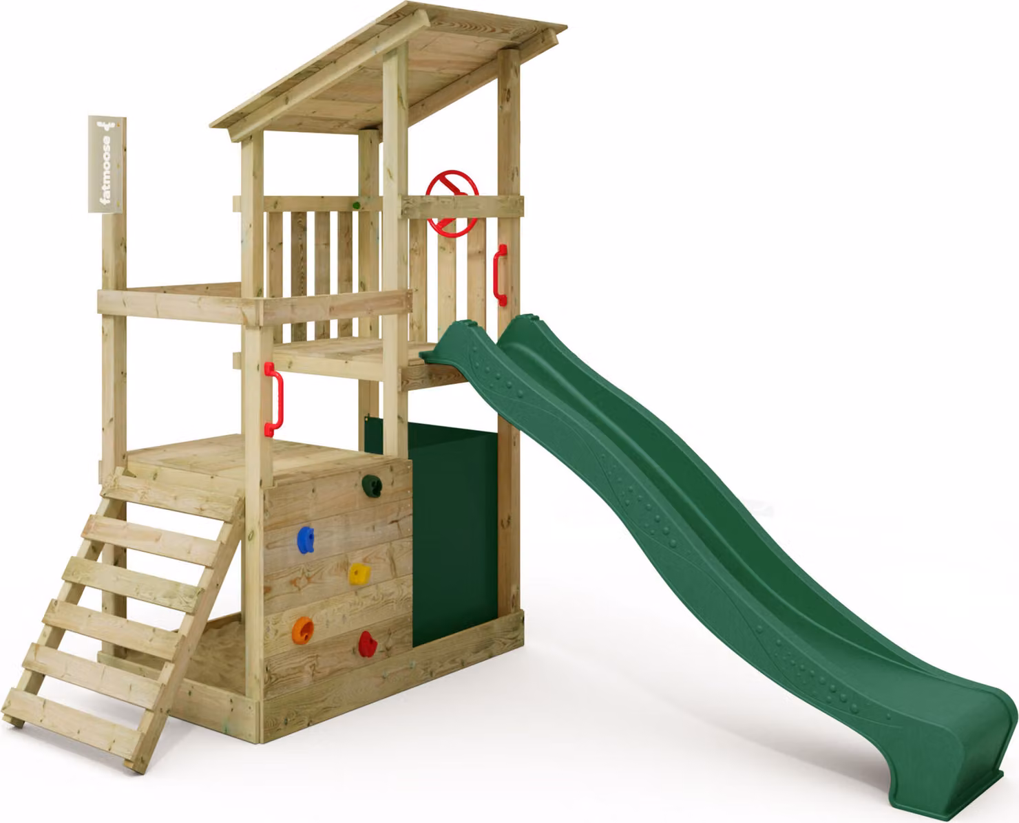 Torre giochi Fatmoose FruityForest Fun XXL con scivolo e sabbiera, colore verde