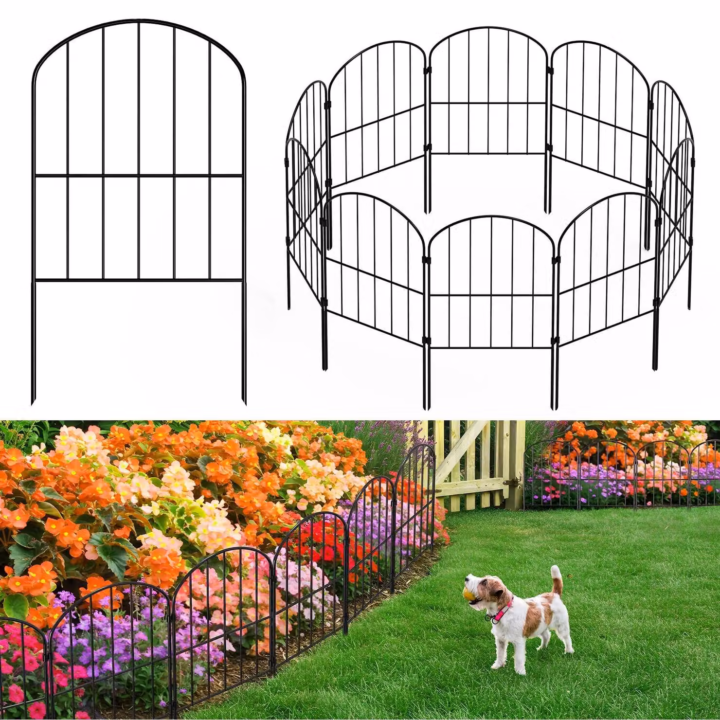 Set di 10 pannelli per recinzione da giardino, dal design decorativo