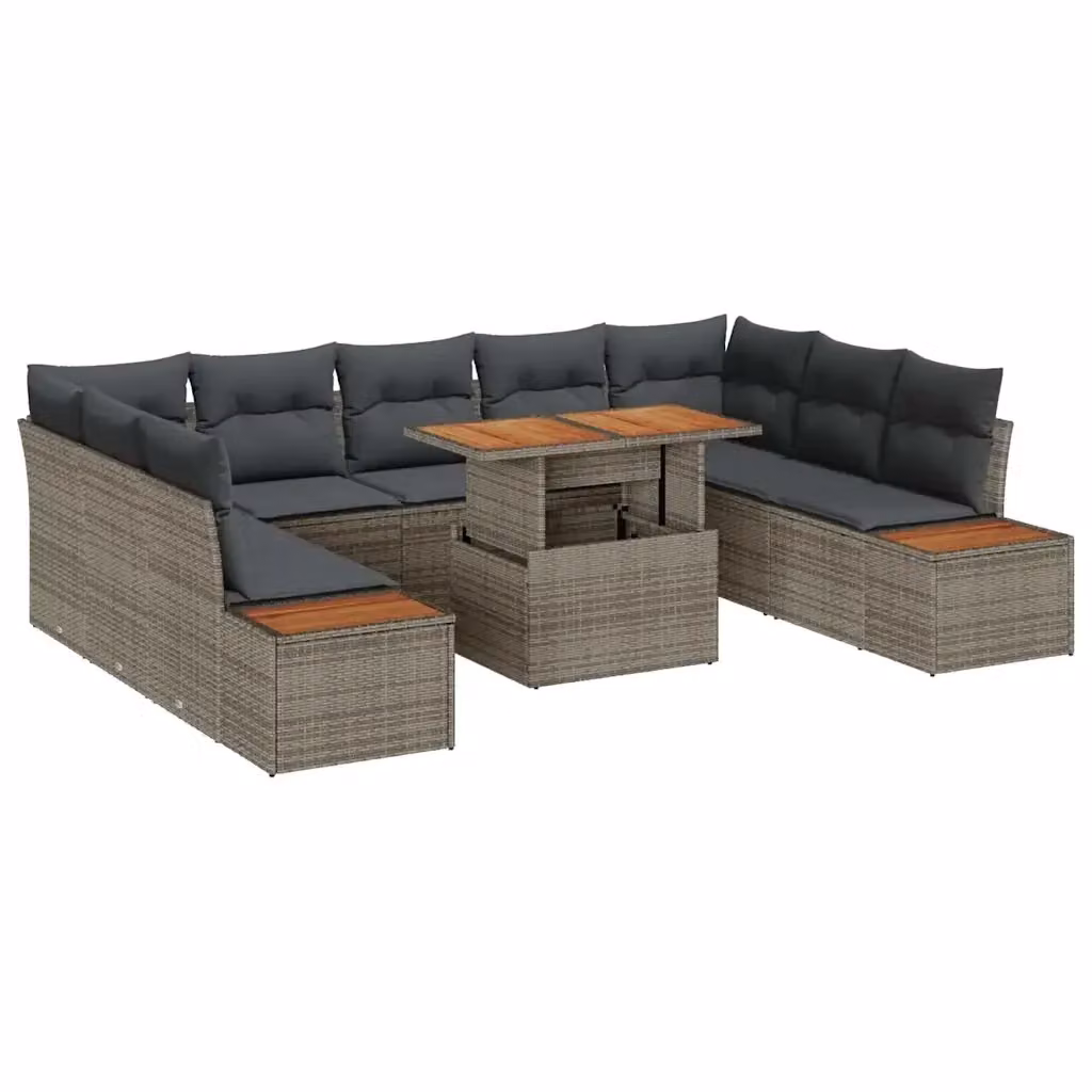 Set da pranzo da giardino moderno vidaXL in legno di acacia con 10 pezzi Grigio e Marrone – 2
