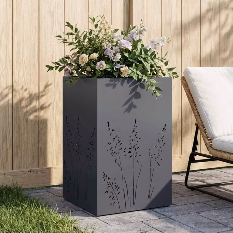 Vaso da giardino vidaXL in metallo Antracite L/P/H: 50 x 50 x 75 cm