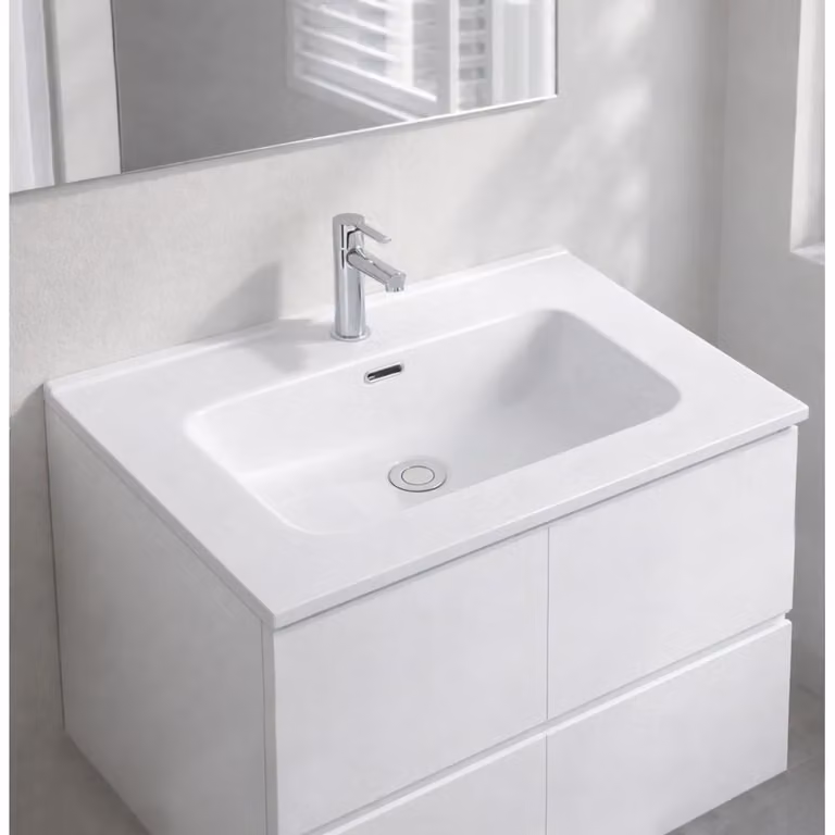 Lavabo da appoggio 1 vasca in Vetroceramica per bagno bianco lucido 61x46,5 – Modello LAV9060S
