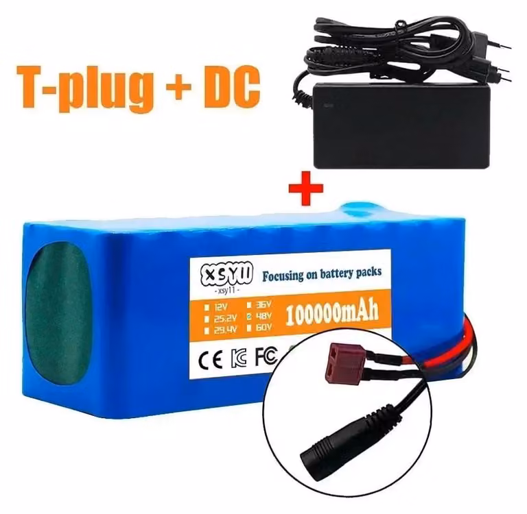 Batteria agli ioni di litio, capacità 100Ah, con dispositivo di protezione integrato, colore blu