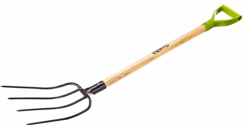 VERTO Forca da scavo a 4 rebbi manico in legno, manico in plastica