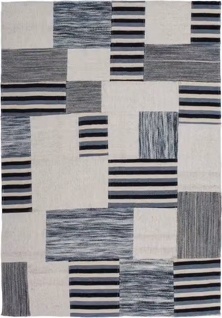 Tappeto rettangolare Omnia di Kendra Home in seta, lana e cotone color beige, annodato a mano – 1