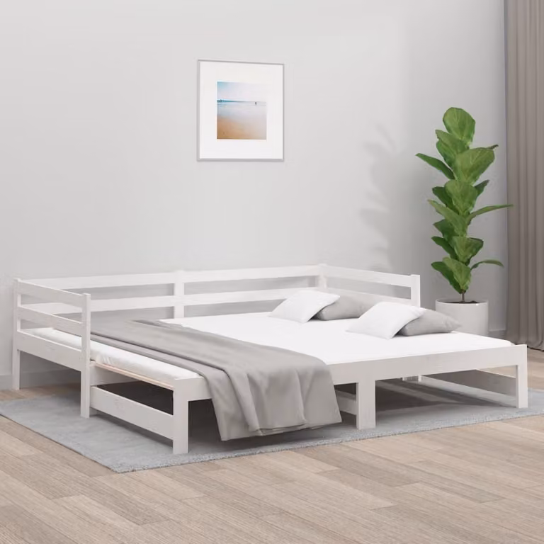 The Living Store Daybed Estensibile Bianco 2x(80x200) cm in legno di pino massiccio