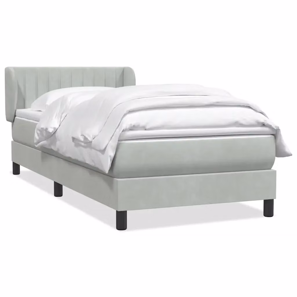 Letto con Giroletto a Molle e Materasso Ibrido vidaXL in Velluto Grigio e Bianco L 93 cm x P 223 cm – 2