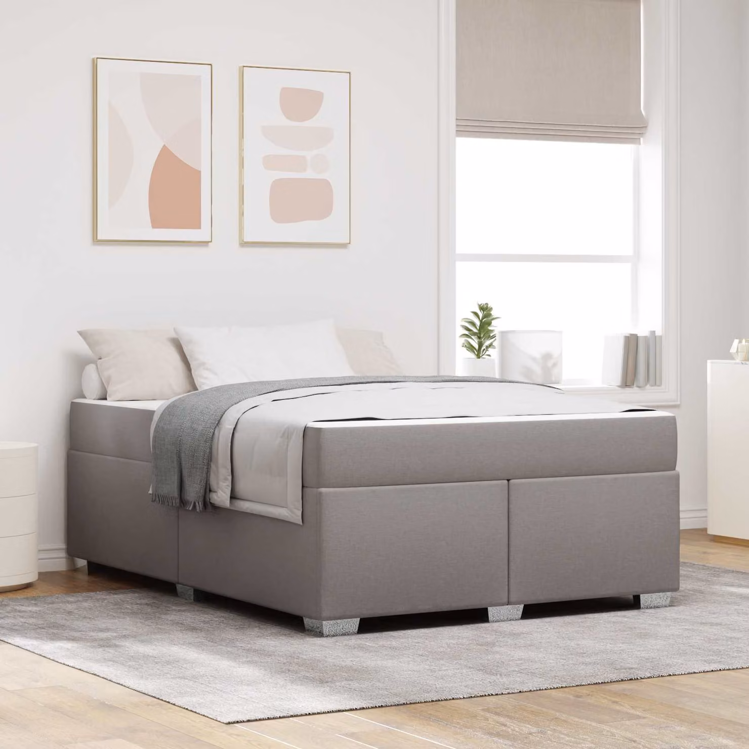 Struttura del letto Talpa vidaXL in tessuto beige o grigio, L 140 x P 200 cm – 1