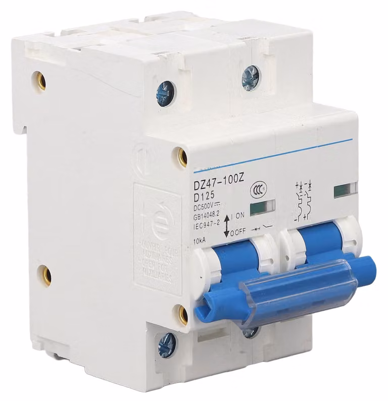 Interruttore automatico DC, 10 KA, capacità di interruzione, 36 mm, montaggio su guida DIN, protezione da sovraccarico, miniaturizzato, DC 500 V, 125 A