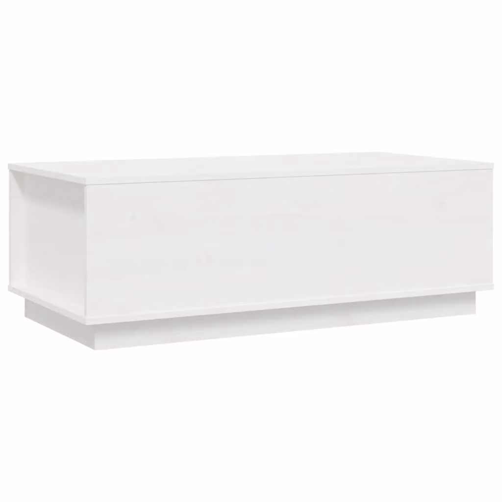 Tavolino da Salotto Bianco 100x50x35 cm Legno Massello di Pino