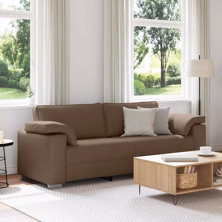 Divano 3-Persone Moderno vidaXL in Tessuto Marrone L: 219 cm, P: 82 cm, H: 77 cm