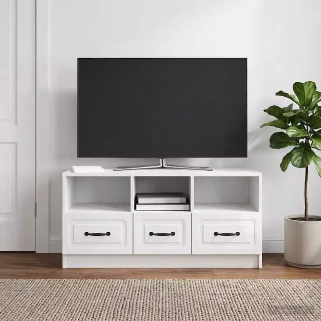 Mobile TV Bianco Lucido 102 x 34,5 x 47 cm Legno ingegnerizzato