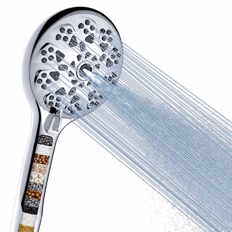 Doccia con filtro, soffione ad alta pressione, 9 tipi di getto, smontabile, filtro per l'acqua che rimuove le impurità