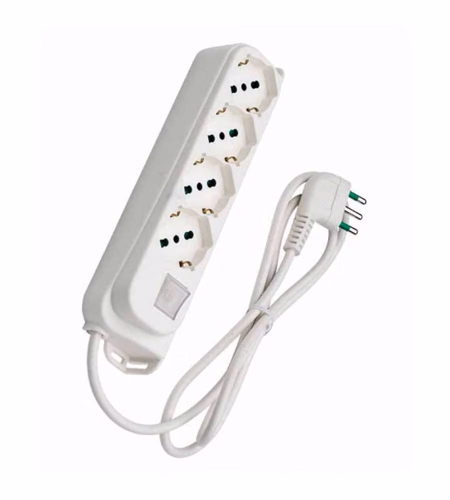 Multipresa Fanton 4 Posti Schuko Bianca con Interruttore e Cavo 1,5m