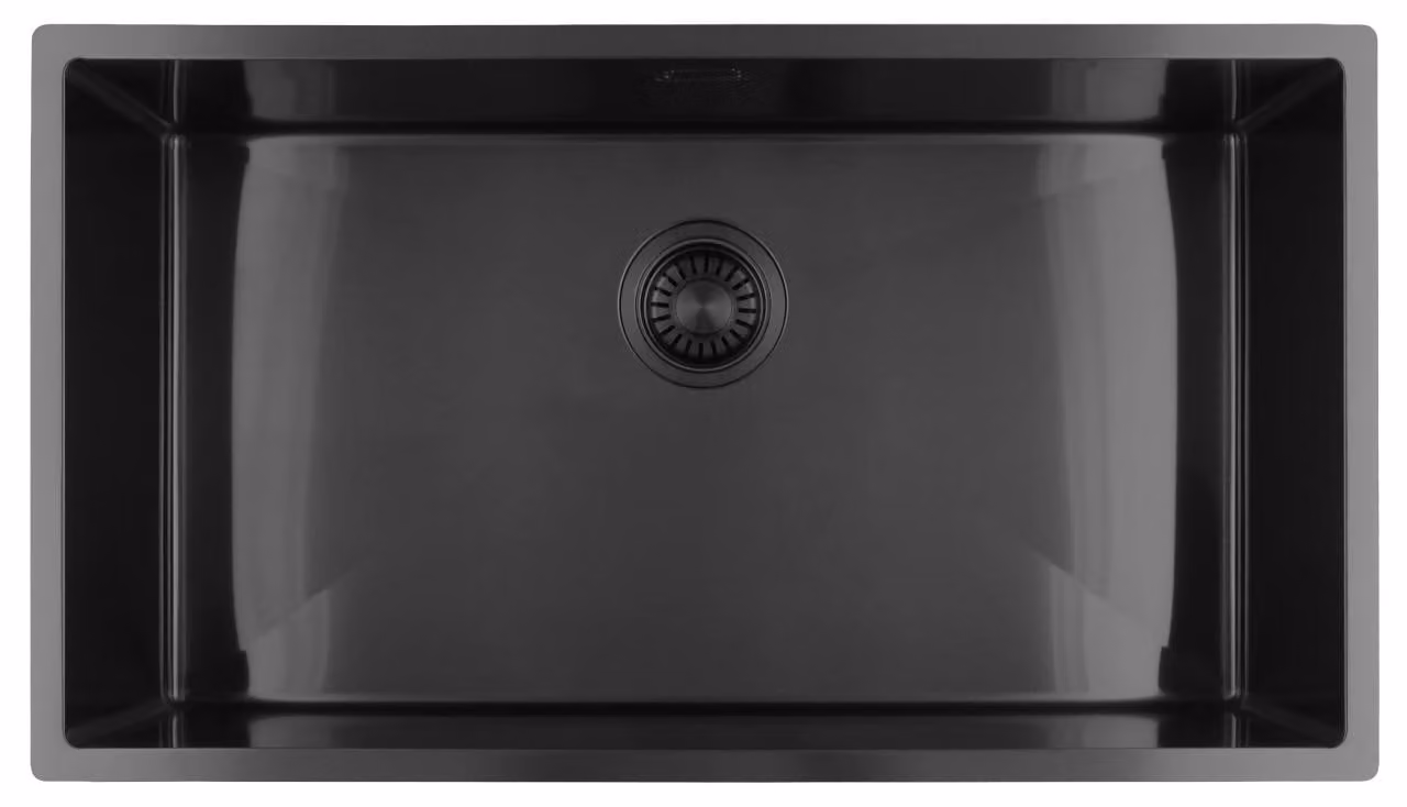 Lavello da cucina 74x40 cm, colore grigio antracite, da incasso, design piatto, serie Pure.Sink