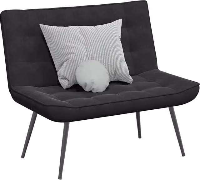 Panca moderna in velluto nero vidaXL L: 110 cm, P: 74 cm, H: 84 cm