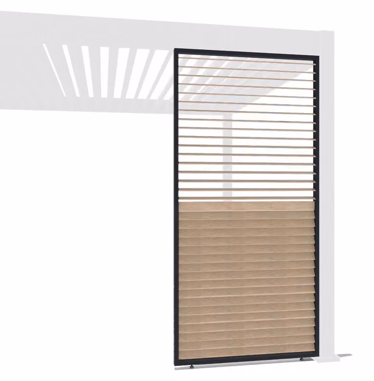 Pannello a lamelle orientabili, effetto legno, per pergole in alluminio, colore antracite