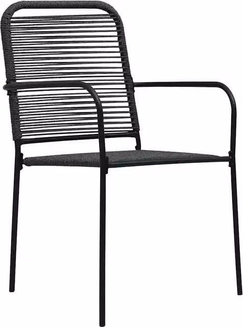 Set di 4 sedie da giardino con braccioli in metallo nero e tessuto resistente alle intemperie