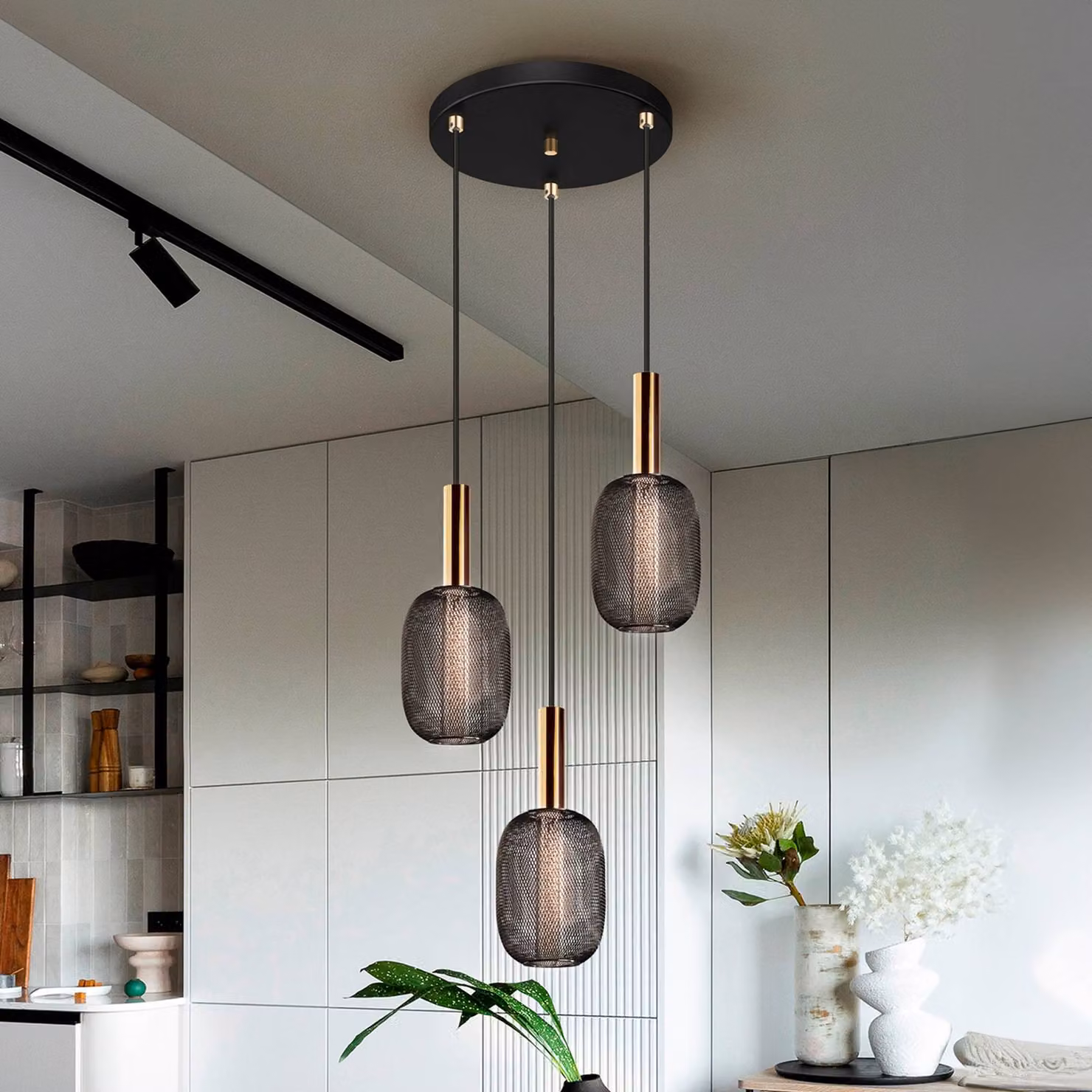 Schuller Valencia Lampada a sospensione Micron, dimmerabile, Nero, Soggiorno / Sala da pranzo, Metallo, Lampada a sospensione