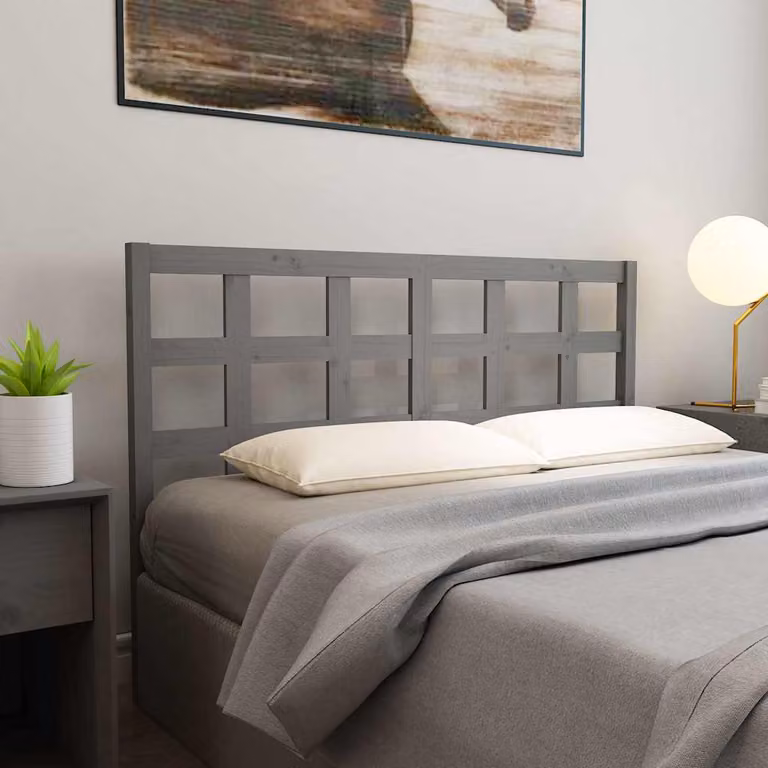 Testiera Letto vidaXL in Legno Massello di Pino Grigio L: 156 cm, P: 4 cm, H: 100 cm