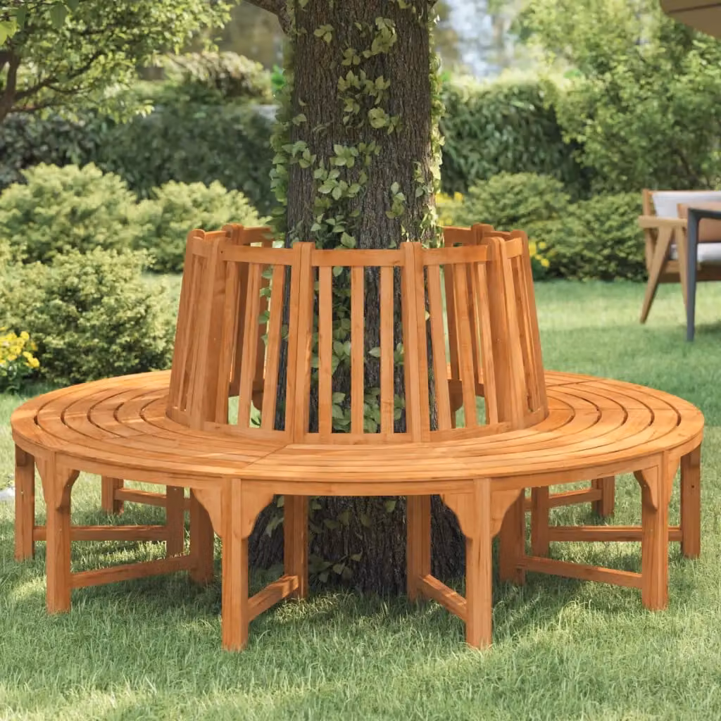 Panchina circolare per alberi vidaXL in legno di eucalipto massello oliato, colore marrone, Ø 208 cm