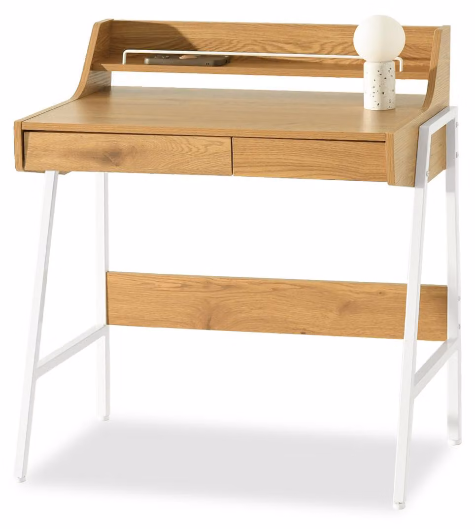 Scrivania minimalista RENO - bianco / rovere