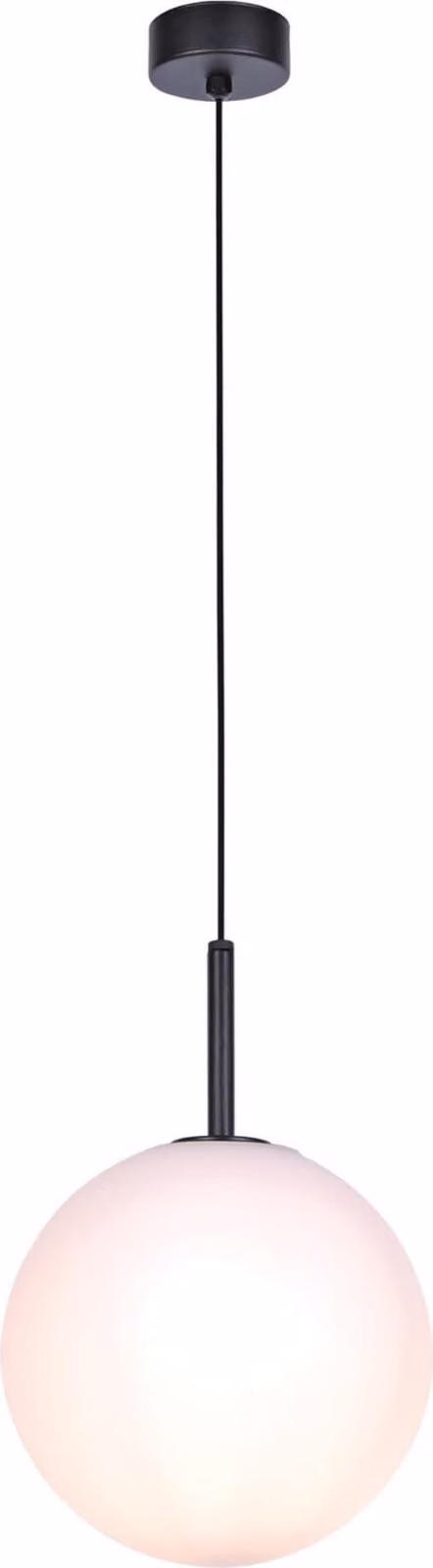 Lampada a sospensione in metallo nero con paralume bianco, modello Kaja FARO K-4887