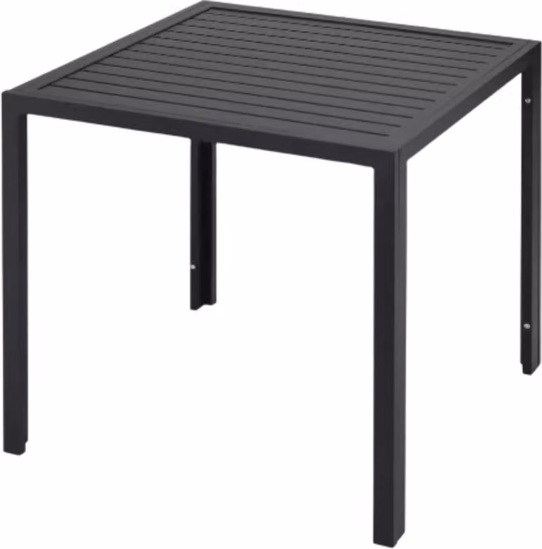Tavolo da giardino Fioren - Tavolo da giardino - Tavolo da pranzo per esterni - Tavolo da patio resistente alle intemperie - Tavolo rettangolare in alluminio - 75 × 75 × 73 cm - Per giardino e retro giardino - Nero