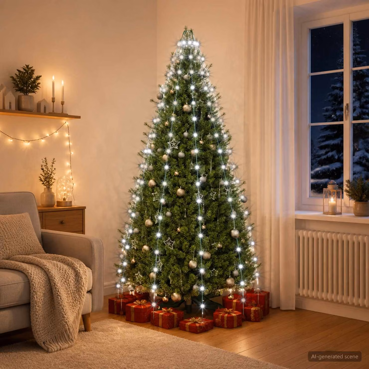 vidaXL Ghirlande luminose per alberi di Natale 180 LED Bianco freddo