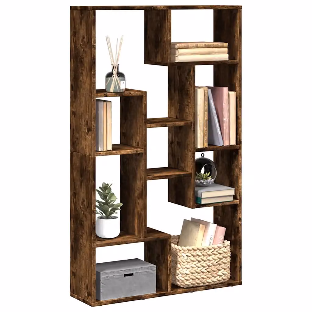 Libreria moderna vidaXL in MDF color rovere fumo L: 72 cm, P: 20 cm, H: 120,5 cm