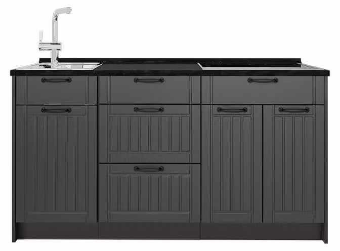 Cucine componibili piccole Vicco Fame-Line Grigio scuro/Antracite 150 cm, PL Antracite, Model 65379