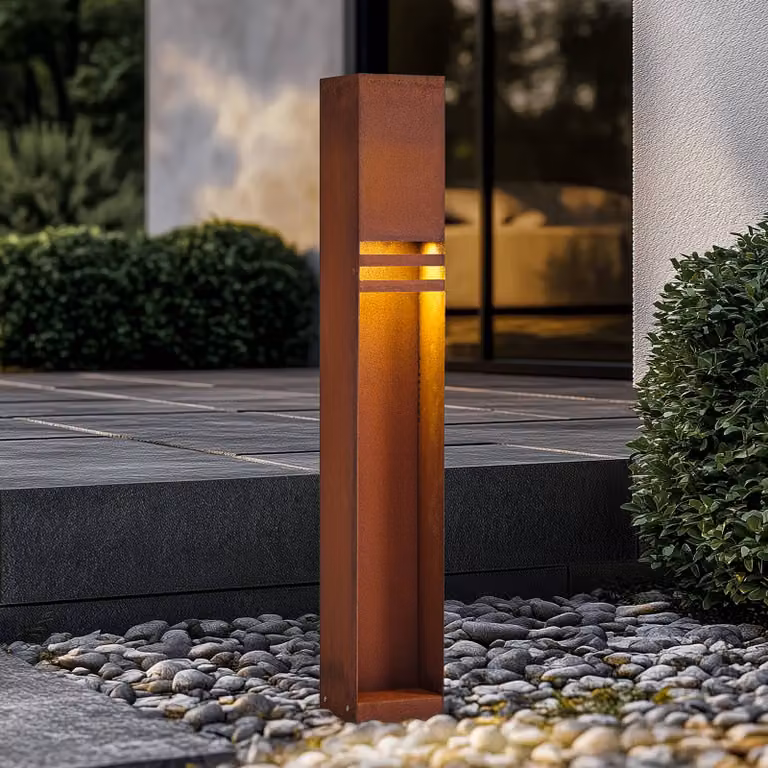 Lampioncino da giardino Oxido Lucande, Marrone / Ruggine, Metallo, Moderno, Lampada LED da esterni