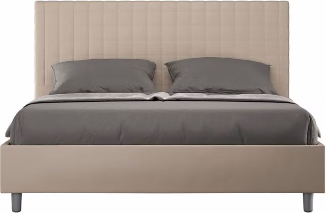 Letto imbottito Matrimoniale 160x210 cm Sunny - Similpelle,Tortora,Con rete