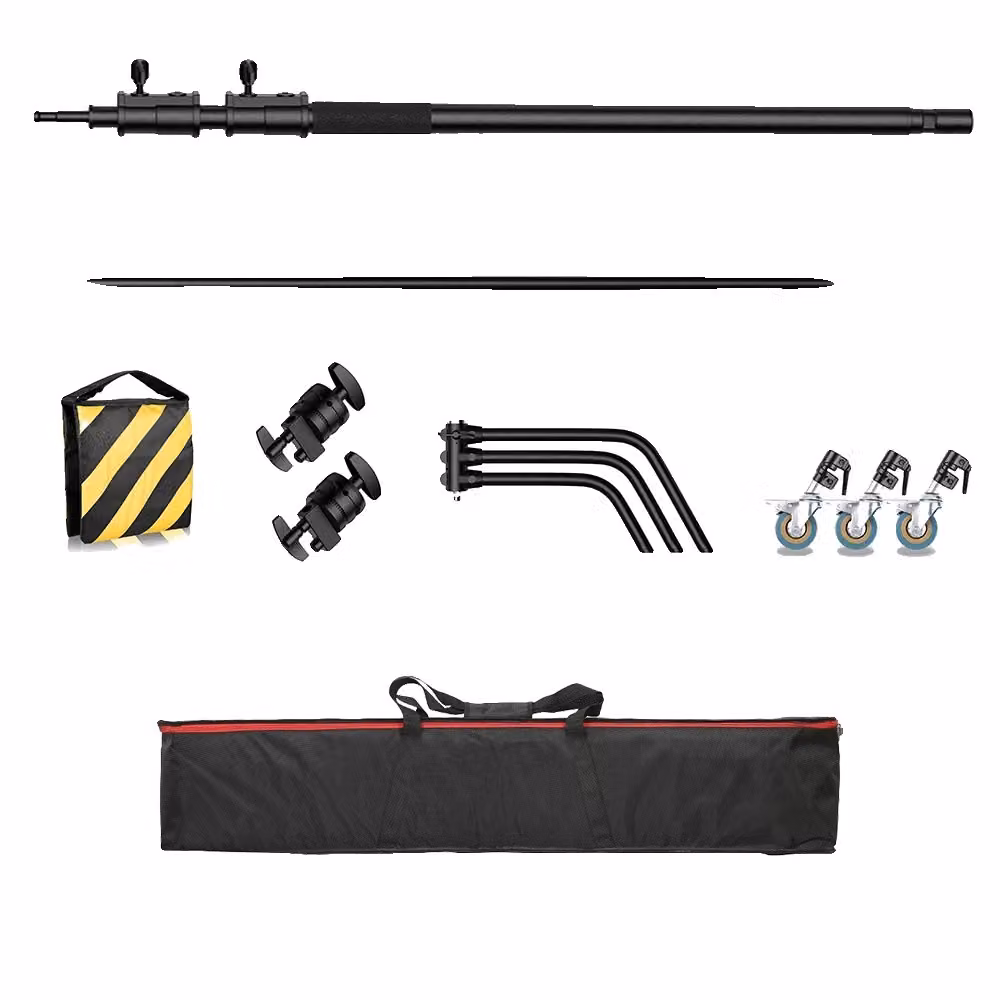 Supporto fotografico C-Stand, altezza regolabile 2,6 metri/3,3 metri, completo di sacco zavorra e treppiede, altezza 26 metri (diametro non specificato)