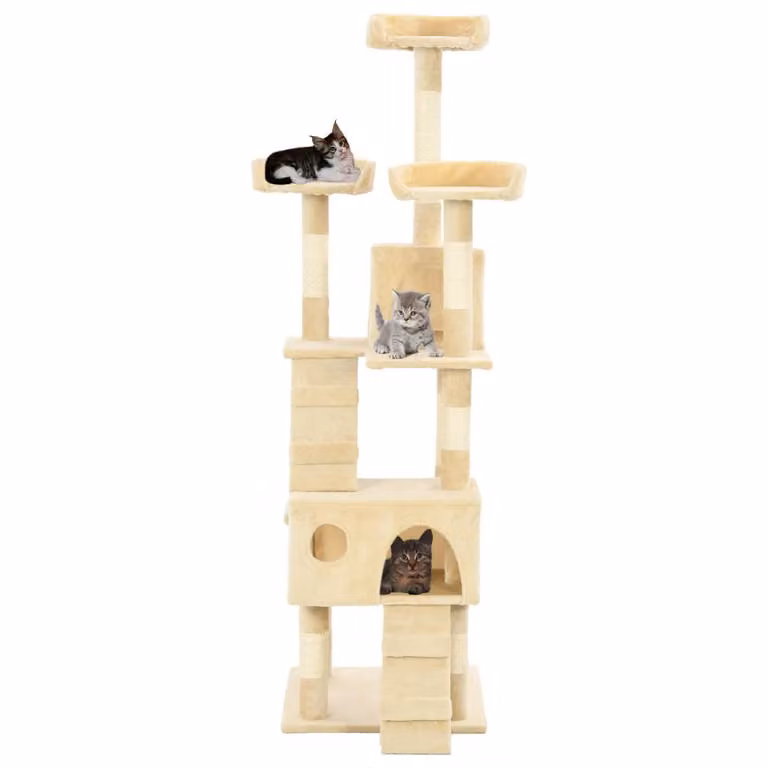 Albero per Gatti con Tiragraffi in Sisal 170 cm Beige