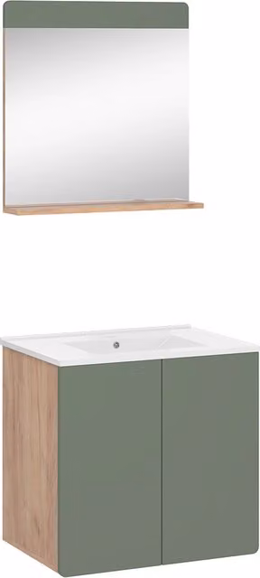Set di mobili da bagno Izan Rovere dorato/Verde 3 pezzi Vicco
