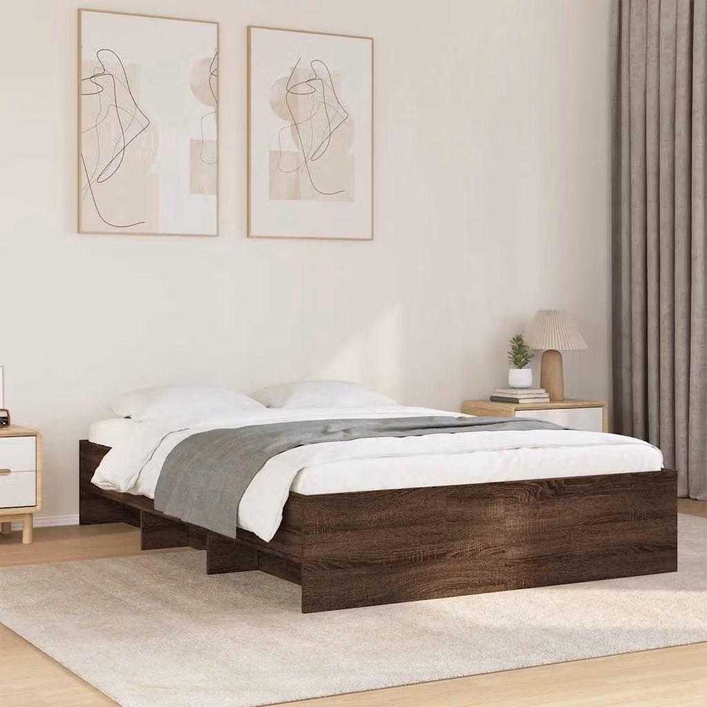 Giroletto senza materasso vidaXL in legno color rovere marrone con doghe piatte fisse L/P/H: 120 x 200 x 35 cm – 1