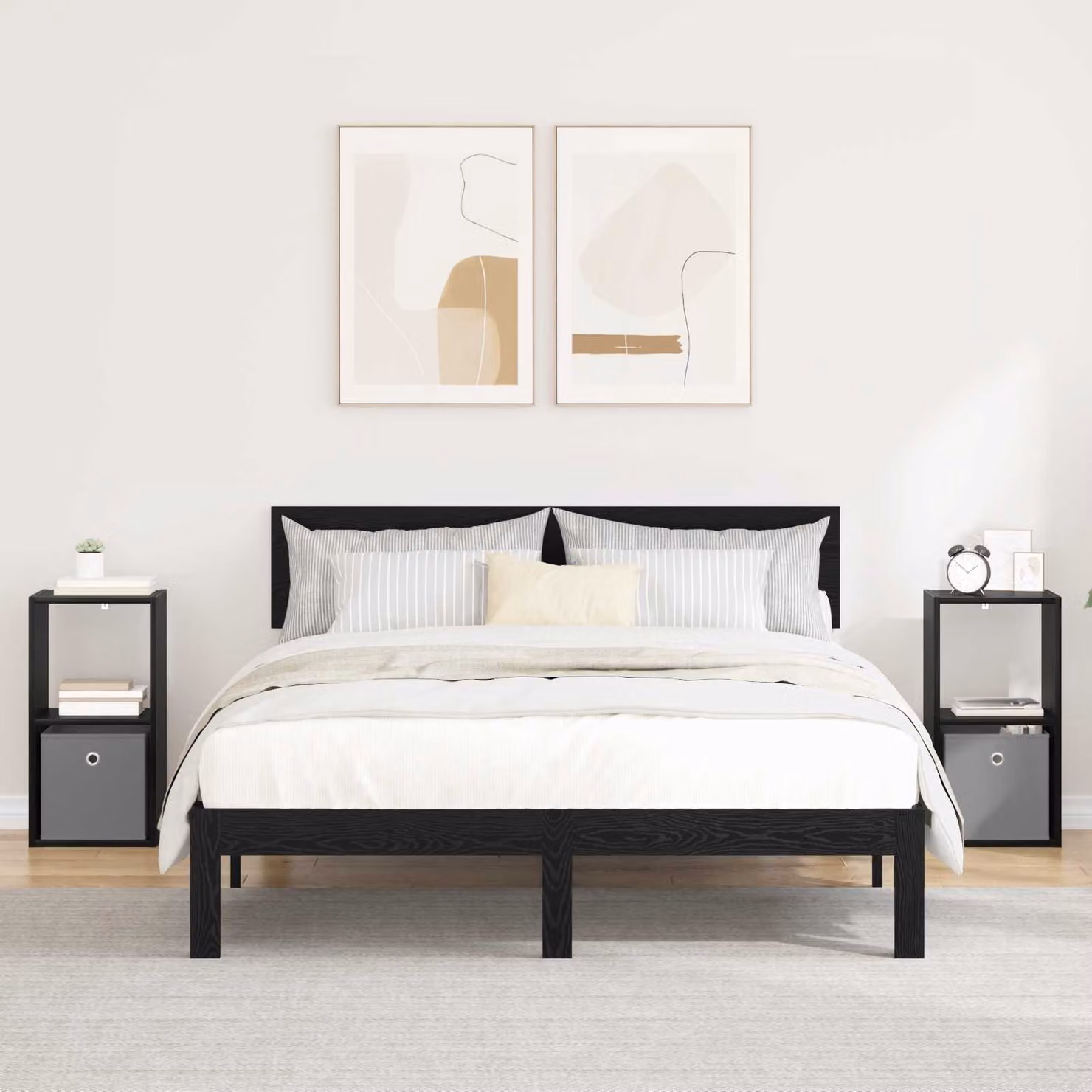 Set di 2 comodini moderni vidaXL in MDF colore nero opaco L: 30,5 cm, P: 27 cm, H: 59,5 cm
