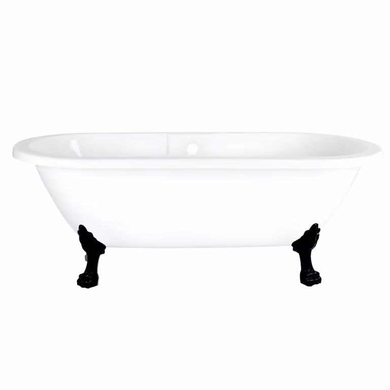 Vasca da Bagno Freestanding a Doppia Estremità con Bordo Arrotondato - 1780 x 825mm con Piedini a Zampa di Leone Neri - Legend