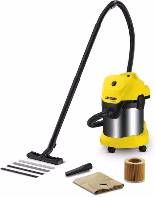 Aspiratutto Kärcher MV 3 Premium Inox in acciaio inossidabile argento e giallo da 17 l