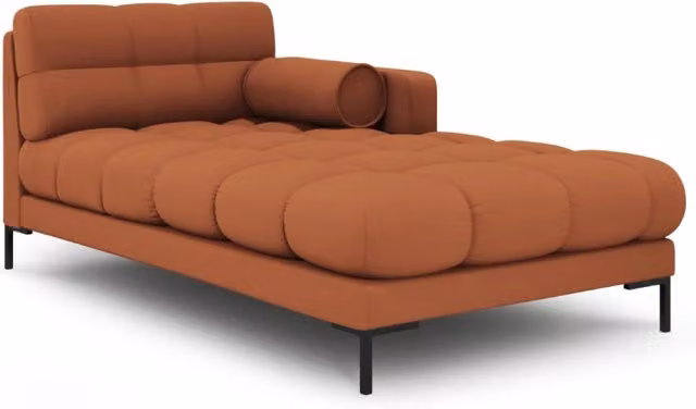 Chaise longue destra Bali di Cosmopolitan Design in tessuto arancione con funzione letto e cuscini inclusi L/P/H: 164 x 102 x 75 cm